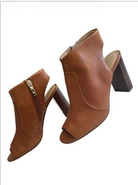 Essex Lane Tan Open-Toe Block Heel Mules